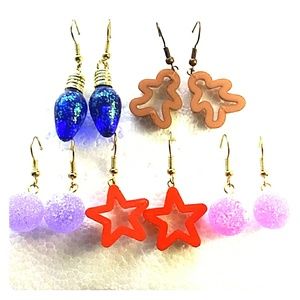 Xmas Earrings Dangle Handmade Jewelry Set 5 ct